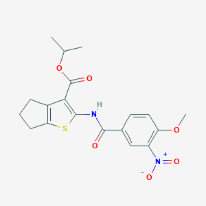 molecular formula C19H20N2O6S B451853 isopropyl 2-({3-nitro-4-methoxybenzoyl}amino)-5,6-dihydro-4H-cyclopenta[b]thiophene-3-carboxylate 