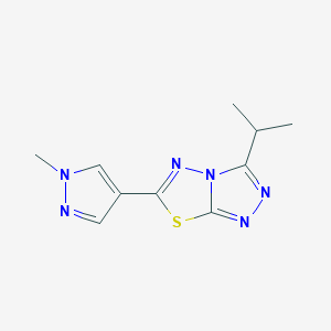 molecular formula C10H12N6S B4518531 3-isopropyl-6-(1-methyl-1H-pyrazol-4-yl)[1,2,4]triazolo[3,4-b][1,3,4]thiadiazole 