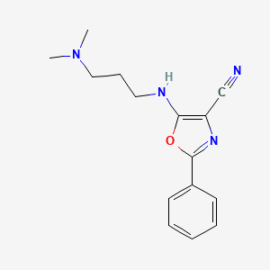 molecular formula C15H18N4O B4518574 5-{[3-(二甲氨基)丙基]氨基}-2-苯基-1,3-恶唑-4-腈 