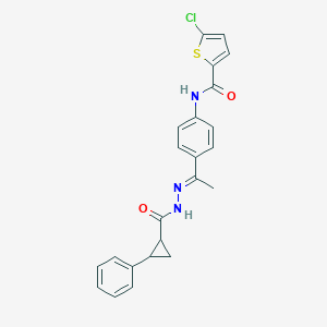 molecular formula C23H20ClN3O2S B451859 5-chloro-N-(4-{N-[(2-phenylcyclopropyl)carbonyl]ethanehydrazonoyl}phenyl)-2-thiophenecarboxamide 