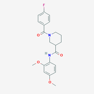 molecular formula C21H23FN2O4 B4518627 N-(2,4-dimethoxyphenyl)-1-(4-fluorobenzoyl)-3-piperidinecarboxamide 