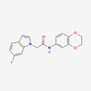 molecular formula C18H15FN2O3 B4518642 N-(2,3-dihydro-1,4-benzodioxin-6-yl)-2-(6-fluoro-1H-indol-1-yl)acetamide 