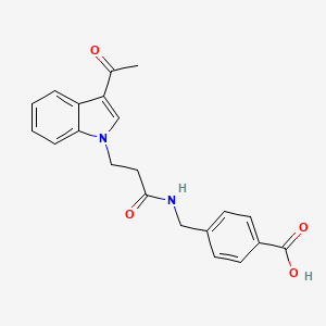 molecular formula C21H20N2O4 B4518707 4-({[3-(3-acetyl-1H-indol-1-yl)propanoyl]amino}methyl)benzoic acid 