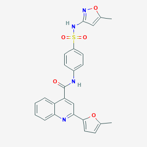 molecular formula C25H20N4O5S B451871 2-(5-methyl-2-furyl)-N-(4-{[(5-methyl-3-isoxazolyl)amino]sulfonyl}phenyl)-4-quinolinecarboxamide 