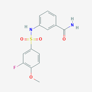 molecular formula C14H13FN2O4S B4518725 3-{[(3-fluoro-4-methoxyphenyl)sulfonyl]amino}benzamide 