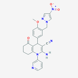 2-amino-4-[3-({4-nitro-1H-pyrazol-1-yl}methyl)-4-methoxyphenyl]-5-oxo-1-(3-pyridinyl)-1,4,5,6,7,8-hexahydro-3-quinolinecarbonitrile