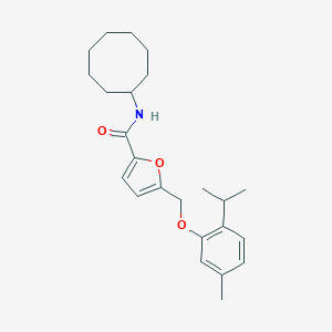 molecular formula C24H33NO3 B451883 N-cyclooctyl-5-[(2-isopropyl-5-methylphenoxy)methyl]-2-furamide 
