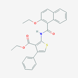 molecular formula C26H23NO4S B451887 Ethyl 2-[(2-ethoxy-1-naphthoyl)amino]-4-phenyl-3-thiophenecarboxylate 