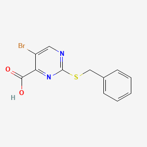 molecular formula C12H9BrN2O2S B4518894 2-(benzylthio)-5-bromo-4-pyrimidinecarboxylic acid 