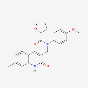 molecular formula C23H24N2O4 B4518907 N-(4-methoxyphenyl)-N-[(7-methyl-2-oxo-1H-quinolin-3-yl)methyl]oxolane-2-carboxamide 