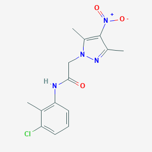 molecular formula C14H15ClN4O3 B451891 N-(3-chloro-2-methylphenyl)-2-(3,5-dimethyl-4-nitro-1H-pyrazol-1-yl)acetamide 