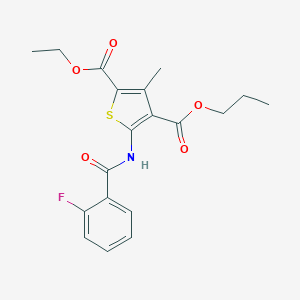 molecular formula C19H20FNO5S B451892 2-Ethyl 4-propyl 5-[(2-fluorobenzoyl)amino]-3-methyl-2,4-thiophenedicarboxylate 