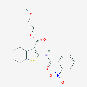 molecular formula C19H20N2O6S B451894 2-Methoxyethyl 2-({2-nitrobenzoyl}amino)-4,5,6,7-tetrahydro-1-benzothiophene-3-carboxylate 