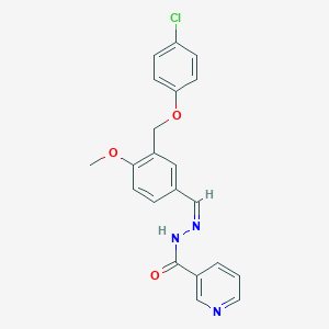 molecular formula C21H18ClN3O3 B451895 N'-{3-[(4-chlorophenoxy)methyl]-4-methoxybenzylidene}nicotinohydrazide 