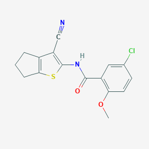 molecular formula C16H13ClN2O2S B451897 5-chloro-N-(3-cyano-5,6-dihydro-4H-cyclopenta[b]thiophen-2-yl)-2-methoxybenzamide 