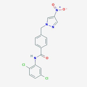 molecular formula C17H12Cl2N4O3 B451901 N-(2,5-dichlorophenyl)-4-({4-nitro-1H-pyrazol-1-yl}methyl)benzamide 