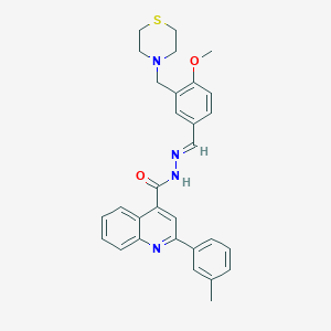molecular formula C30H30N4O2S B451902 N'-[4-methoxy-3-(thiomorpholin-4-ylmethyl)benzylidene]-2-(3-methylphenyl)quinoline-4-carbohydrazide 