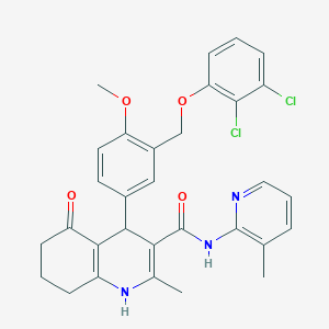 molecular formula C31H29Cl2N3O4 B451904 4-{3-[(2,3-dichlorophenoxy)methyl]-4-methoxyphenyl}-2-methyl-N-(3-methyl-2-pyridinyl)-5-oxo-1,4,5,6,7,8-hexahydro-3-quinolinecarboxamide 
