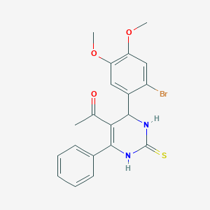 molecular formula C20H19BrN2O3S B451906 1-[4-(2-Bromo-4,5-dimethoxyphenyl)-6-phenyl-2-thioxo-1,2,3,4-tetrahydro-5-pyrimidinyl]ethanone 