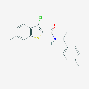 molecular formula C19H18ClNOS B451911 3-chloro-6-methyl-N-[1-(4-methylphenyl)ethyl]-1-benzothiophene-2-carboxamide 