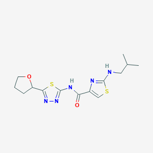 molecular formula C14H19N5O2S2 B4519254 2-[(2-methylpropyl)amino]-N-[(2E)-5-(tetrahydrofuran-2-yl)-1,3,4-thiadiazol-2(3H)-ylidene]-1,3-thiazole-4-carboxamide 