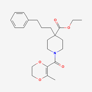 ethyl 1-[(3-methyl-5,6-dihydro-1,4-dioxin-2-yl)carbonyl]-4-(3-phenylpropyl)-4-piperidinecarboxylate