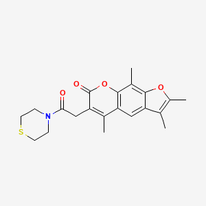 molecular formula C21H23NO4S B4519435 2,3,5,9-tetramethyl-6-[2-oxo-2-(4-thiomorpholinyl)ethyl]-7H-furo[3,2-g]chromen-7-one 