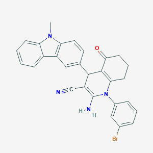 2-amino-1-(3-bromophenyl)-4-(9-methyl-9H-carbazol-3-yl)-5-oxo-1,4,5,6,7,8-hexahydro-3-quinolinecarbonitrile