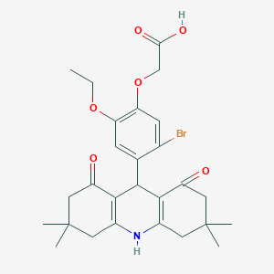 molecular formula C27H32BrNO6 B451954 [5-Bromo-2-ethoxy-4-(3,3,6,6-tetramethyl-1,8-dioxo-1,2,3,4,5,6,7,8,9,10-decahydro-9-acridinyl)phenoxy]acetic acid 