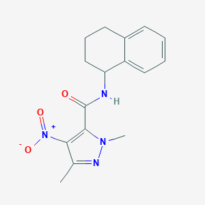 1,3-dimethyl-4-nitro-N-(1,2,3,4-tetrahydronaphthalen-1-yl)-1H-pyrazole-5-carboxamide