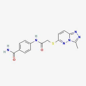 4-({[(3-Methyl[1,2,4]triazolo[4,3-b]pyridazin-6-yl)sulfanyl]acetyl}amino)benzamide