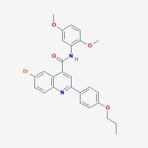 molecular formula C27H25BrN2O4 B451956 6-bromo-N-(2,5-dimethoxyphenyl)-2-(4-propoxyphenyl)quinoline-4-carboxamide 
