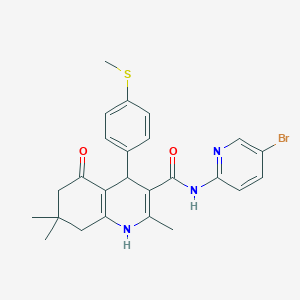 molecular formula C25H26BrN3O2S B451958 N-(5-bromo-2-pyridinyl)-2,7,7-trimethyl-4-[4-(methylsulfanyl)phenyl]-5-oxo-1,4,5,6,7,8-hexahydro-3-quinolinecarboxamide 