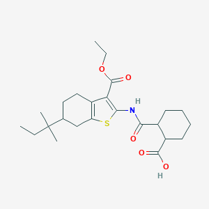 molecular formula C24H35NO5S B451961 2-({[3-(Ethoxycarbonyl)-6-tert-pentyl-4,5,6,7-tetrahydro-1-benzothien-2-yl]amino}carbonyl)cyclohexanecarboxylic acid 