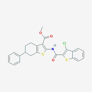 molecular formula C25H20ClNO3S2 B451962 Methyl 2-{[(3-chloro-1-benzothien-2-yl)carbonyl]amino}-6-phenyl-4,5,6,7-tetrahydro-1-benzothiophene-3-carboxylate 