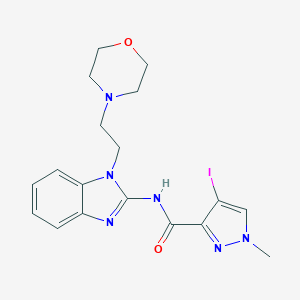 molecular formula C18H21IN6O2 B451967 4-iodo-1-methyl-N-{1-[2-(4-morpholinyl)ethyl]-1H-benzimidazol-2-yl}-1H-pyrazole-3-carboxamide 