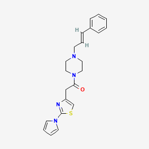 molecular formula C22H24N4OS B4519675 1-{4-[(E)-3-phenyl-2-propenyl]piperazino}-2-[2-(1H-pyrrol-1-yl)-1,3-thiazol-4-yl]-1-ethanone 