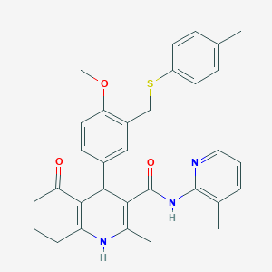 4-(4-METHOXY-3-{[(4-METHYLPHENYL)SULFANYL]METHYL}PHENYL)-2-METHYL-N~3~-(3-METHYL-2-PYRIDYL)-5-OXO-1,4,5,6,7,8-HEXAHYDRO-3-QUINOLINECARBOXAMIDE