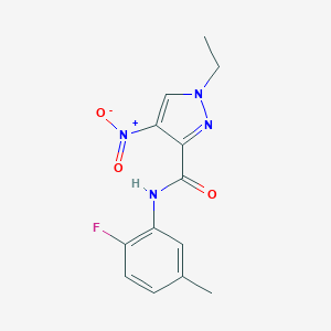 molecular formula C13H13FN4O3 B451982 1-ethyl-N-(2-fluoro-5-methylphenyl)-4-nitro-1H-pyrazole-3-carboxamide 