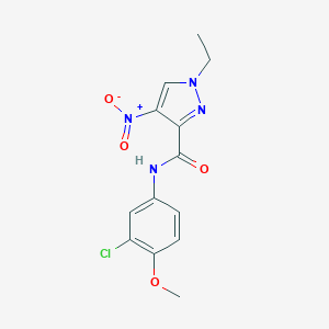 molecular formula C13H13ClN4O4 B451983 N-(3-chloro-4-methoxyphenyl)-1-ethyl-4-nitro-1H-pyrazole-3-carboxamide 