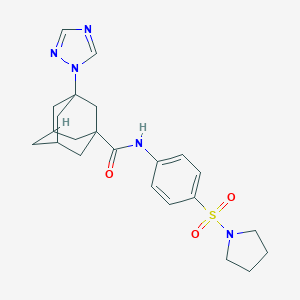 molecular formula C23H29N5O3S B451984 N-[4-(1-pyrrolidinylsulfonyl)phenyl]-3-(1H-1,2,4-triazol-1-yl)-1-adamantanecarboxamide 