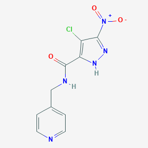 molecular formula C10H8ClN5O3 B451987 4-chloro-3-nitro-N-(pyridin-4-ylmethyl)-1H-pyrazole-5-carboxamide 