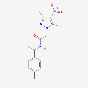 molecular formula C16H20N4O3 B451992 2-{4-nitro-3,5-dimethyl-1H-pyrazol-1-yl}-N-[1-(4-methylphenyl)ethyl]acetamide 