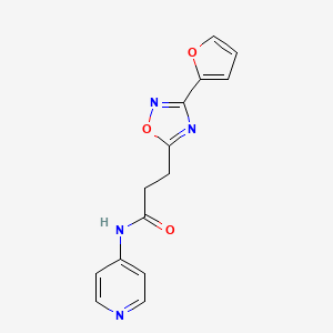 molecular formula C14H12N4O3 B4520064 3-[3-(Furan-2-YL)-1,2,4-oxadiazol-5-YL]-N-(pyridin-4-YL)propanamide 