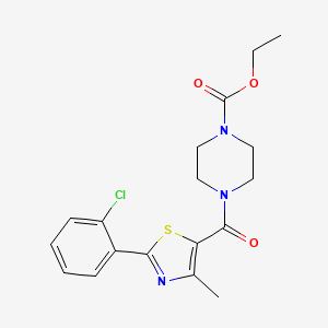 molecular formula C18H20ClN3O3S B4520182 Ethyl 4-{[2-(2-chlorophenyl)-4-methyl-1,3-thiazol-5-yl]carbonyl}piperazine-1-carboxylate 