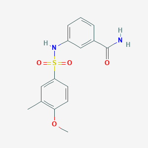 molecular formula C15H16N2O4S B4520215 3-{[(4-methoxy-3-methylphenyl)sulfonyl]amino}benzamide 