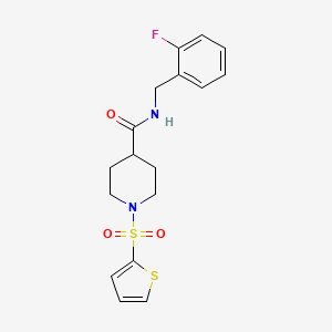 molecular formula C17H19FN2O3S2 B4520249 N-(2-fluorobenzyl)-1-(2-thienylsulfonyl)-4-piperidinecarboxamide 