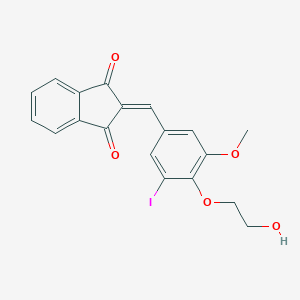 molecular formula C19H15IO5 B452031 2-[4-(2-hydroxyethoxy)-3-iodo-5-methoxybenzylidene]-1H-indene-1,3(2H)-dione 
