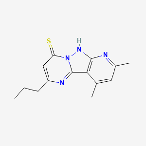 molecular formula C14H16N4S B4520342 11,13-Dimethyl-4-propyl-3,7,8,10-tetraazatricyclo[7.4.0.0^{2,7}]trideca-1,3,5,8,10,12-hexaene-6-thiol 