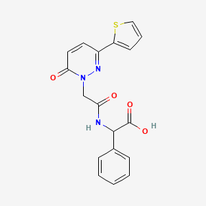 molecular formula C18H15N3O4S B4520471 ({[6-oxo-3-(2-thienyl)-1(6H)-pyridazinyl]acetyl}amino)(phenyl)acetic acid 